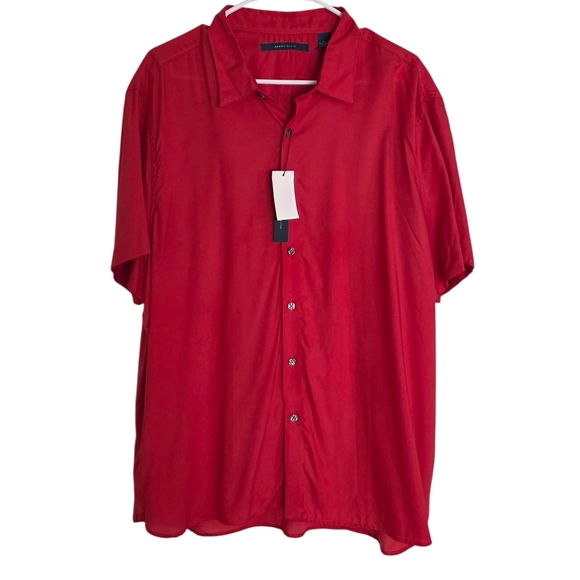 Perry Ellis Haute Red Button Up Short Sleeve Shirt Size XXL - Picture 6 of 8